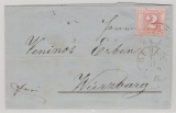 T. + T., 1861, Mi.- Nr.: 16, als EF auf Fernbrief von Ruhla nach Würzburg