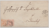 T. + T., 1864, Mi.- Nr.: 13 + 28, als MiF auf Fernbrief von Vacha (Nrn- Stempel.: 248) nach Dermbach