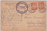 193 (2x) auf Postkarte Auf hoher See aufgegeben nach Berlin, Bildseitig Foto des Schiffs (Preussen)