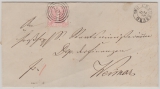 T. + T., 1866, Mi.- Nr.: 38, als EF auf Fernbrief von Creuzburg (Nrn.-Stempel 307) nach Weimar