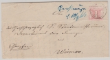 T. + T., 1866, Mi.- Nr.: 38, als EF auf Fernbrief von Gerstungen (HS, Nrn.-Stempel 308, schwach) nach Weimar