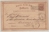 DR, 1874, 2 Kr. GS- Karte, Mi.- Nr.: P 2 als Fernpostkarte von Meiningen (2 div. T. + T., o, nachverw.!) nach Coburg