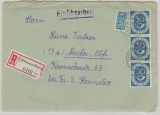 BRD, 1954, Mi.- Nr.: 132 (3x), als MeF auf Einschreiben- Fernbrief von Hammelburg nach Naila