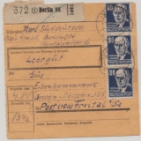 SBZ, Allgem. Ausgaben, 1950, Mi.- Nr.: 226 (6x, vs. + rs.) als MeF auf Paketkartenstammteil von Berlin nach Freital