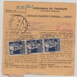 SBZ, Allgem. Ausgaben, 1950, Mi.- Nr.: 226 (6x, vs. + rs.) als MeF auf Paketkartenstammteil von Berlin nach Freital