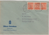 SBZ, West- Sachsen, 1946, Mi.- Nr.: 130Y (3x) als MeF auf Fernbrief von Leipzig nach Berlin