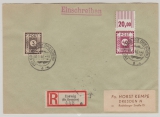 SBZ-, OST-Sachsen, 1946, Mi.- Nrn.: 50 DI (vom OR!) + 51 als MiF auf Einschreiben- Fernbrief von Coswig nach Dresden