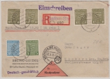 SBZ-, Provinz Sachsen, 1946, Mi.- Nr.: 75, 81 + 83 (4x) , in MiF auf Einschreiben- NN- Fernbrief von Calbe nach Möckern