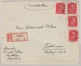 DR / Weimar, 1927, Mi.- Nr.: 391 (4x) als MeF auf Einschreiben- Fernbrief von Berlin- Neukölln nach Göttingen