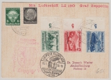 DR 295- 97, u.a., zur Deutschlandfahrt 1939, per LZ 130, Landung in Leipzig, auf Postkarte nach Aschaffenburg