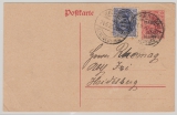 Allenstein, Mi.- Nr.: GS P1 + Zusatzfrankatur als MiF auf Fern- Postkarte von Allenstein nach Heidelberg