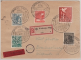 Kontrollrat West, 1947, Mi.- Nr.: 961 u.a. in MiF auf Eilboten- Einschreiben- Fernbrief von Weidenau nach Braunschweig
