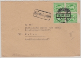 Bizone / AM- Post, Mi.- Nr.: 3 (?) (4x) in MeF mit Teilbarfrankatur (!!!) auf Fernbrief von Dinkelsbühl nach Mainz