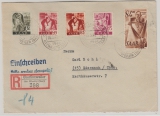 Saarland, 1947, Mi.- Nrn.: 224 u.a. in MiF auf Einschreiben- Fernbrief von Oberlinxweiler nach Eisenach