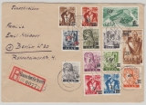Saarland, 1948, Mi.- Nrn.: 226- 238 Z in Satzbrief-  MiF, auf Einschreiben- Fernbrief von Saarbrücken nach Berlin