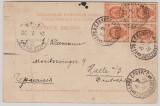Russland, 1900, 1 Kop. (4x) als MeF auf Auslands- Bildpostkarte von Hapea (?) nach Halle (D.)