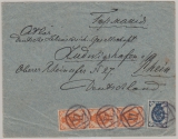 Russland, 1899, 10 Kop. in MiF auf Auslandsbrief von St. Petersburg (?) nach Ludwigshafen (D.)
