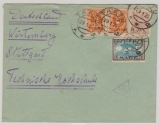 Estland, 1920, 1,25 Mark MiF auf Auslandsbrief von Tartu nach Stuttgart, mit Zensurstempel