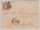 Spanien, 1856, 4 Cuartos als EF auf Fernbrief von Vigo nach Sevilla