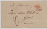 Frankreich, 1847 (?), Vorphila (unfrankierter)- Auslandsbrief von Marseille nach Genua (It.), mit Taxvermerk und Transitstempel