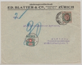Italien, 1925, 1 Lire als EF (+ schweizer Nachportomarke) auf Auslandsbrief von Chiasso nach Zürich, mit Nachporto belegt!