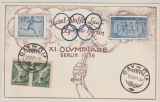 Grichenland, 1936, 5... (2x) auf Erinnerungskarte zum Olympia-Staffellauf nach Berlin, mit Stempel Olympia