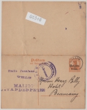 Dt. Bes Belgien, 1918, 8 Ct. Antwort- GS, gelaufen von Wellin nach Beaumainy (???) mit Dt. Zensur