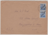 Berlin, 1949, Mi.- Nr.: 13, (2x) als MeF auf Auslandsbrief von Berlin nach Longmeadow (USA), sehr seltene Frankatur!
