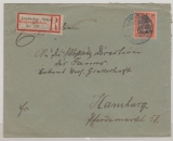 Germania- Reichspost, 1902, Mi.- Nr.: 59 als EF auf Einschreiben- Fernbrief von Landeshut nach Hamburg