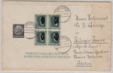III. Reich, 1937, Mi.- Nr.: Bl. 7 u.a. in MiF auf Auslandsbrief von FF/O nach Rifugio Icaro (It.)