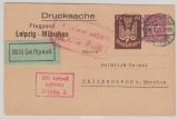 DR / Infla, 1923, Luftpost- Drucksachen- Privat- GS- Postkarte, von Leipzig nach München