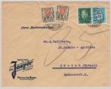 DR / Weimar, 1932, Mi.- Nr.: 412 + 454 in MiF + CH Nachportomarken, auf Auslandsbrief von Bernau nach Zürich