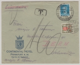 DR / Weimar, 1928, Mi.- Nr.: 393 als EF + CH Nachportomarke, auf Auslandsbrief von FF/M nach Bern