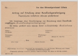 Durch Deutsche Dienstpost Ostland, Libau, 5.4.1945, UDSSR- GS, überdruckt, rs. als Formblatt für Rundfunkgenehmigung