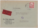 BRD, 1958, Mi.- Nr.: 192 als EF auf Eilboten- Fernbrief von Hamburg nach Flensburg