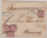 NDP, 1869, Mi.- Nr.: 16 (4x) als MeF auf Einschreiben- Fernbrief von Guben nach Chemnitz