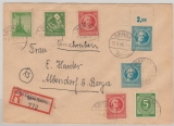 SBZ, Thüringen, 1946, Mi.- Nr.: 98 A / B u.a. in MiF auf Einschreiben- Fernbrief von Berga nach Albersdorf