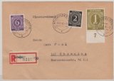 Kontrollrat, OST- D., 1946, Mi.- Nrn.: 937 u.a. in MiF auf Einschreiben- Fernbrief von Neuhausen nach Chemnitz