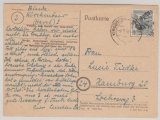 SBZ- Handstempel, 1948, Bez. 36, Kirchmöser, Mi.- Nr.: 170 VII, als EF auf Fernpostkarte von Kirchmöser nach Hamburg