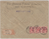 DR, Krone- Adler, 1897, Mi.- Nr.: 47 (3x) als MeF auf Einschreiben- Postauftrag- Fernbrief von Berlin nach Straßburg