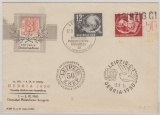DDR, 1950, Mi.- Nrn.: 245 + 260 zusammen auf DEBRIA- Umschlag, mit 3 Debria und 1 anderen Sonderstempeln