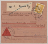 DR / Weimarer Republik, 1935, Mi.- Nr.: 437 als EF auf NN- Paketkartenstammteil, für 1 Paket von Bremen nach Wermsdorf