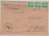DR / Weimarer Republik, 1931, Mi.- Nr.: 411 (3x mit POL- Lochung) als MeF auf Fernbrief, für 1 Paket von Berlin nach Röntgenthal