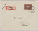 DR, 1937, Mi.- Nr.: 621 (Blockmarke Bl. 4) als EF auf Einschreiben- Fernbrief von Dresden nach Freiberg