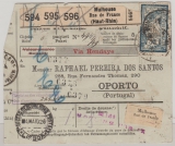 Frankreich, 1926, 34,80 Fr. MiF (vs. + rs.) auf Paketkartenstammteil für 3 Auslandspakete nach Oporto (Portugal)