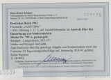 DR, 1943, Mi.- Nr.: 799A, als EF auf Ausweis zum Bezug von Sammlermarken!!! Extrem selten! Neuer Befund Schlegel BPP