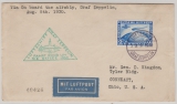DR, Weimar / Zeppelinpost, 1930, Mi.- Nr.: 438X als MiF auf Bordpost- Brief zur Ostseefahrt, dann nach Conneuaut (USA)