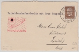 DR 420 als EF auf Postkarte, zur Deutschlandfahrt 1934, von Friedrichshafen nach Berlin und dann nach Zürich