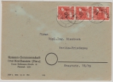 SBZ- Handstempel, 1948, Bez. 16, Nordhausen, Mi.- Nr.: 168 III (3x), als MeF auf Fernbrief von Nordhausen nach Berlin
