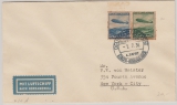 DR 606- 7, als MiF auf Brief zur 4 Nordamerikafahrt 1936, nach New York
